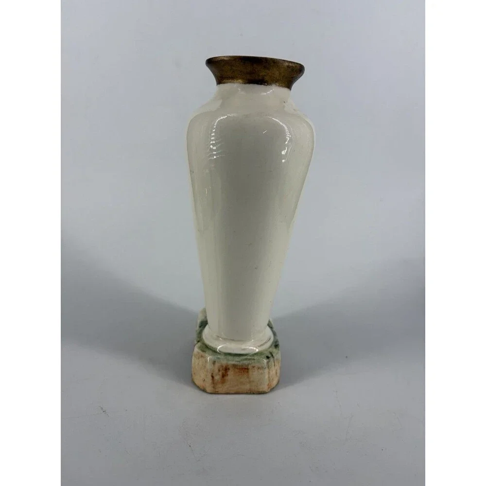 Antique Victorian porcelain figural spill vase lady floral Germany Austria 2981
